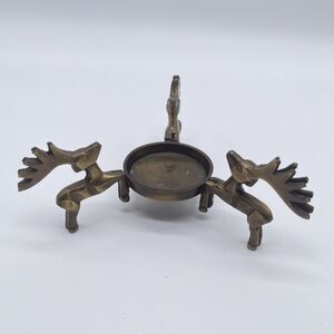 Vintage Aromatique Brass Reindeer Candle Holder 3 Deer Tealight Decor USA 6”
